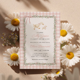 Convites Pink Silly Goose Green Gingham Baby Shower Invite