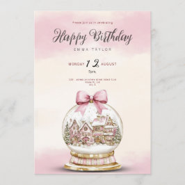 Convites  pink snowball birthday invitation