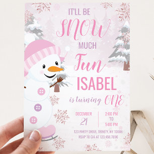 Convites Pink Snowman Birth