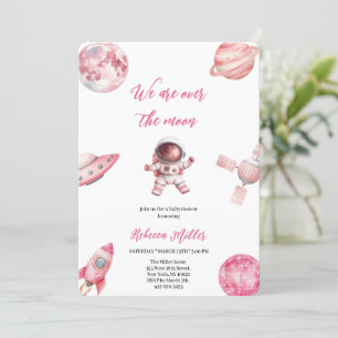 CONVITES PINK SPACE BABYSHOWER INVITATION