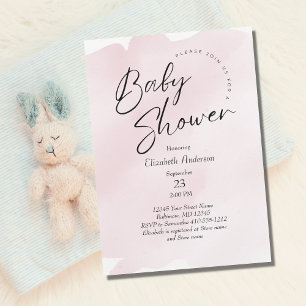 Convites Pink Splash Wash Watercolor Baby Girl Baby Shower