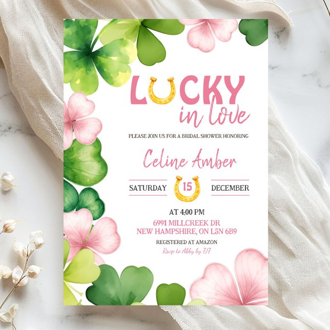 Convites Pink St Patrick Lucky In Love Bridal Shower (Criador carregado)