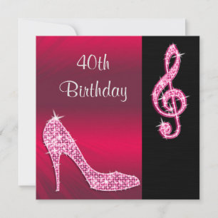 Convites Pink Stiletto & Treble Cleft 40º Aniversário