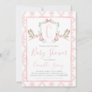 Convites Pink Storey Chá de fraldas Preppy Southern