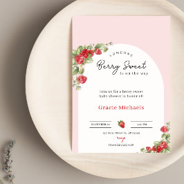 Convites Pink Strawberry Baby Shower Invitation