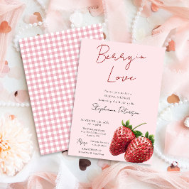 Convites Pink Strawberry Berry In Love Bridal Shower