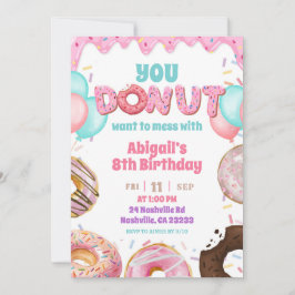 Convites Pink Strawberry Donut Theme Girl Birthday Party