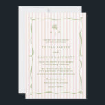 Convites Pink Stripe Palm Tree Tropical Wedding Invitation<br><div class="desc">Palm Tree Tropical Wedding Invitation with elegant pink stripes and sage green typography — a chic choice for a Palm Beach–inspired wedding celebration. Designed for brides who love Preppy Coastal, Palm Beach Regency, and Tropical Garden aesthetics. Perfect for stylish destination or garden weddings. Pair with rattan décor, linen textures, and...</div>