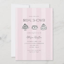 Convites Pink Striped Vintage Cake Bridal Shower Invitation