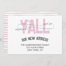 Convites Pink Stripes We Moved Y'all Moving Announcement