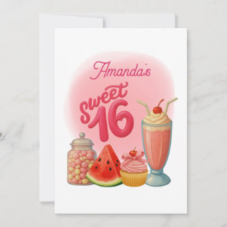 Convites Pink Sweet Sixteen Birthday Invitation