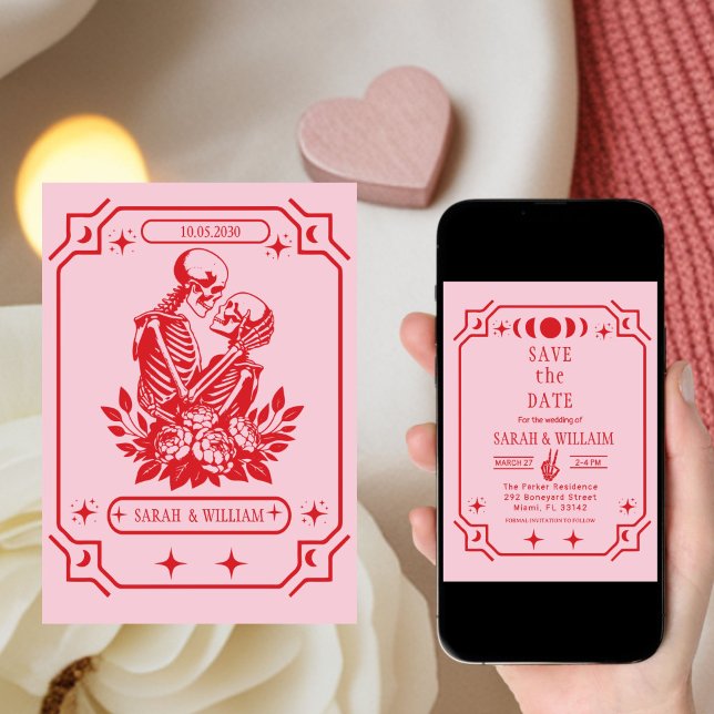 Convites pink  tarot Goth save the date wedding Invitation (Criador carregado)