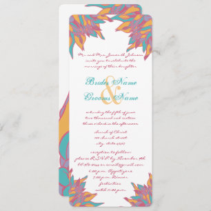 Convites Pink Teal Yellow Wedding Floral Invitations