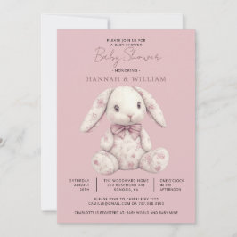 Convites Pink Toile Bunny Rabbit Girl Baby Shower