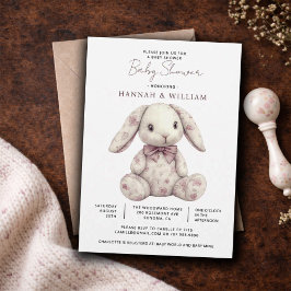 Convites Pink Toile Bunny Rabbit Girl Baby Shower