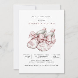 Convites Pink Toile Girl Baby Shower