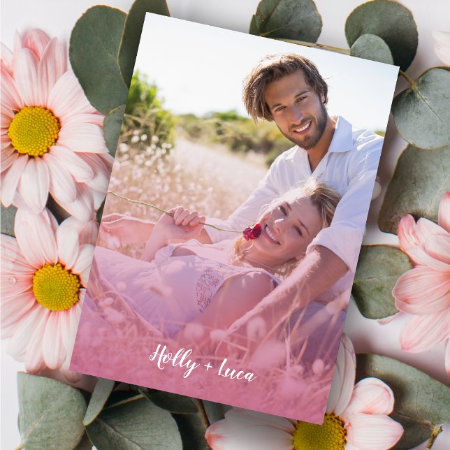 Convites Pink Trendy Transparency Effect Photo Couple (Criador carregado)