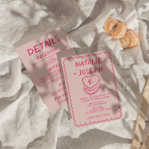 Convites Pink Tudo Em Uma Mão Desenhado Casamento De Quadro
