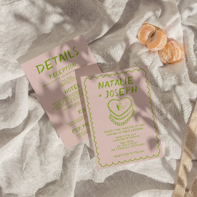 Convites Pink Tudo Em Uma Mão Desenhado Casamento De Quadro (Criador carregado)