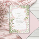 Convites Pink Tulips Floral Elegant Vintage Bridal Shower<br><div class="desc">Beautiful watercolor fancy frame surrounding lovely fonts and scripts done in coordinating colors bridal shower invite.  Cascading bunches of pink tulips on opposite corners create an elegant vintage feel.  A pink tulips coordinated background with delicate green leaves.  A perfect bridal shower invitation for any season.</div>