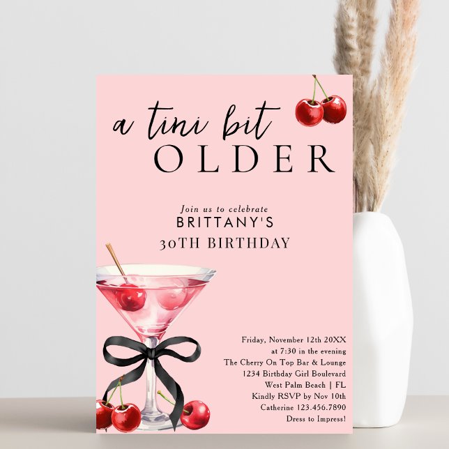 Convites Pink Um Pouco Mais Velho Cherry Martini Aniversári (Criador carregado)
