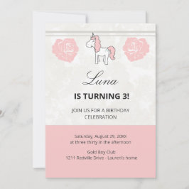 Convites Pink Unicorn Floral Birthday Party Invitation