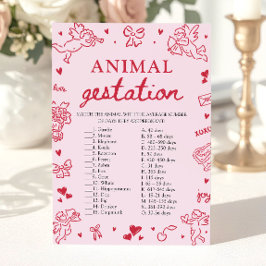 Convites Pink Valentine Animal Gestation Baby Shower Game