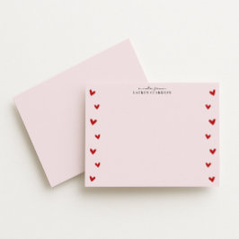 Convites Pink Valentine Heart Border Note Card