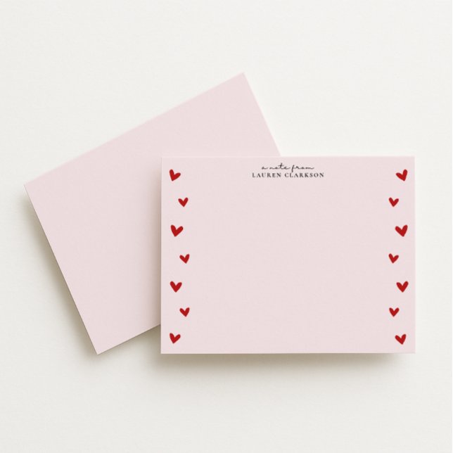 Convites Pink Valentine Heart Border Note Card (Criador carregado)