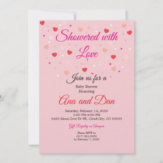 Convites Pink Valentines Day Baby Shower Invitations
