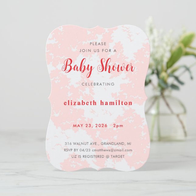 Convites Pink Watercolor Baby Shower Invitation (Em pé/Frente)