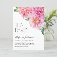 Pink Watercolor Dahlia Floral Bridal Tea Party
