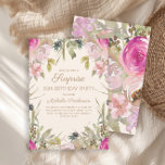 Convites Pink Watercolor Floral Surprise 50th Birthday<br><div class="desc">Bonito e feminina cor-de-água rosa e púrpura floral com folhas verdes sábias no convite de aniversário Surpresa 50º. Entre em contato conosco para obter ajuda com a personalização ou para solicitar produtos correspondentes.</div>