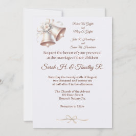 Convites Pink Wedding Bells Traditional Wedding Invitation