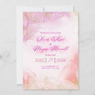 Convites Pink  Wedding Invitation