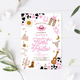 Convites Pink Western First Rodeo Invitation