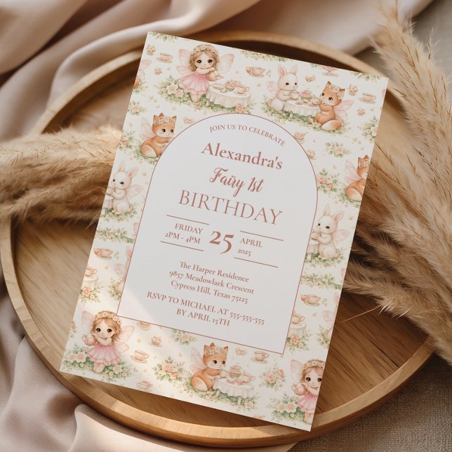 Convites Pink Whimsical Fairy Birthday (Criador carregado)