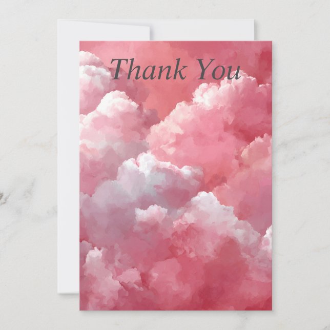 Convites Pink & White Clouds Thank You Card (Frente)