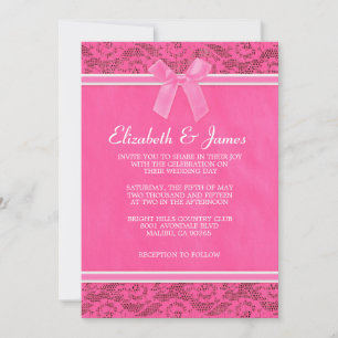 Convites Pink & White Country Lace Wedding Invitations