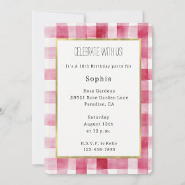 Convites Pink White Stripes Birthday