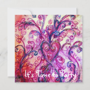 Convites PINK WHITE WHIMSICAL FLOURISHES Floral Heart Party