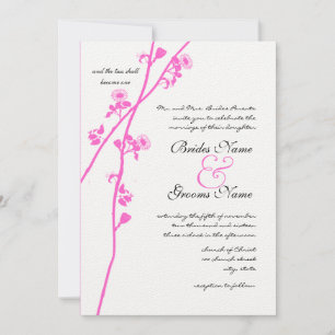 Convites Pink Wild Flower Branch Wedding Invitation