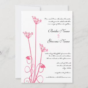 Convites Pink Wild Flower Swirl Wedding Invitation