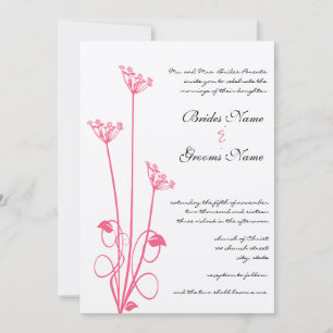 Convites Pink Wild Flower Swirl Wedding Invitation