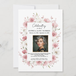 Convites Pink Wild Flowers Funeral Invitation