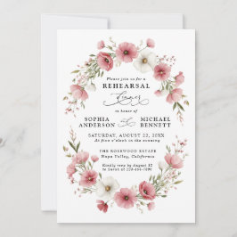 Convites Pink Wild Flowers Wedding Rehearsal Dinner