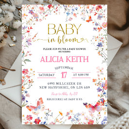 Convites Pink Wildflower Baby in Bloom Baby Shower