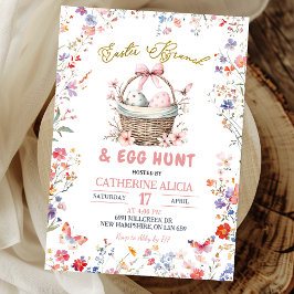 Convites Pink Wildflower Easter Egg Hunt and Brunch