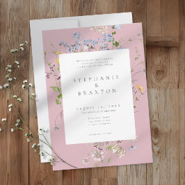 Convites Pink Wildflower Garden Elegant Wedding