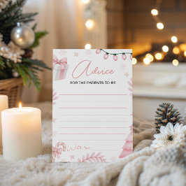 Convites Pink Winter Baby Advice Card